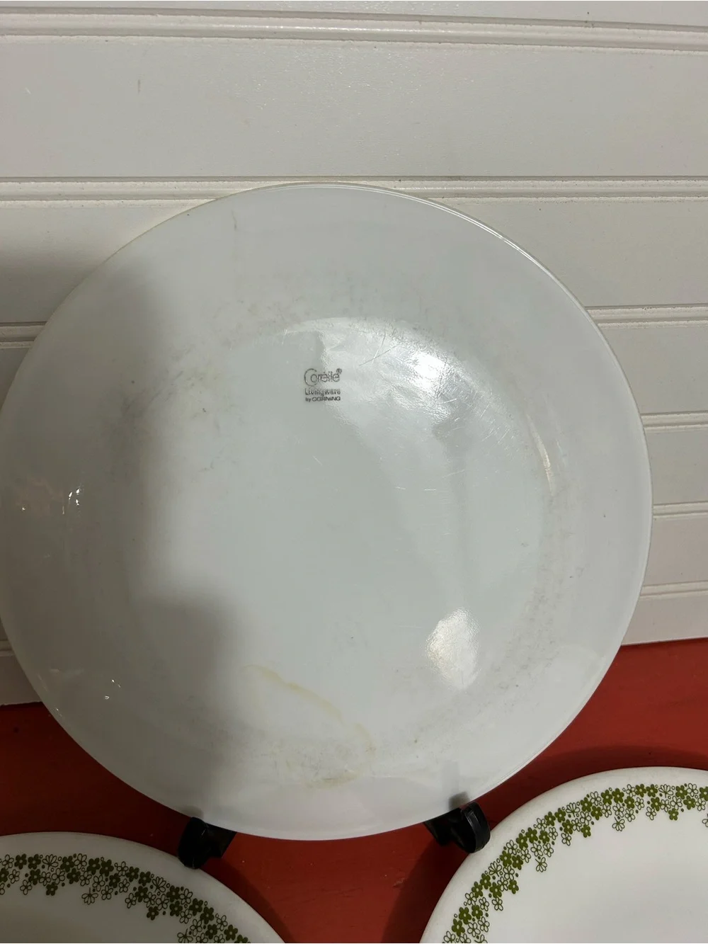 Set of 4 10.5 inch Corelle Green Daisy Spring Blossom Dinner Plates